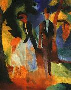 August Macke People by a Blue Lake oil